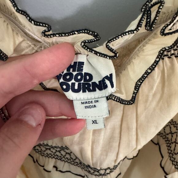 NWT The Good Journey Light Beige & Black Tiered Midi Dress Women's Size XL - Picture 7 of 9